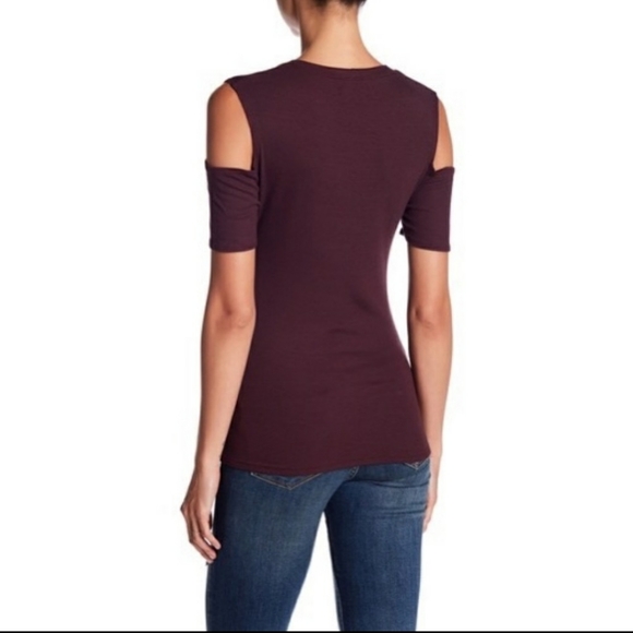 Joe's Melot - Burgandy Cold Shoulder Rib Knit Tees - Picture 4 of 4